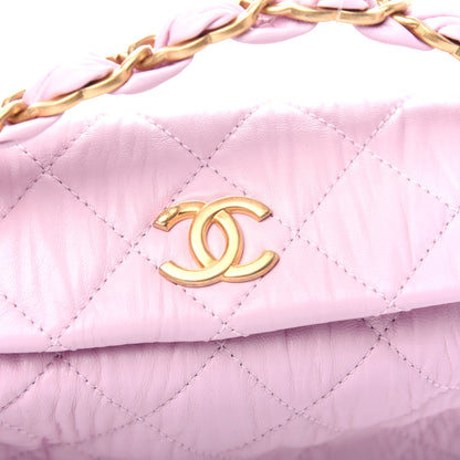 Chanel Crumpled Lambskin Quilted Small CC Links Shoulder Bag Pink 10 of 11