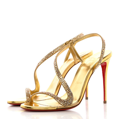 Christian Louboutin Metallic Nappa Embossed Crystal Rosalie 100 Sandals 38 Gold 3 of 8