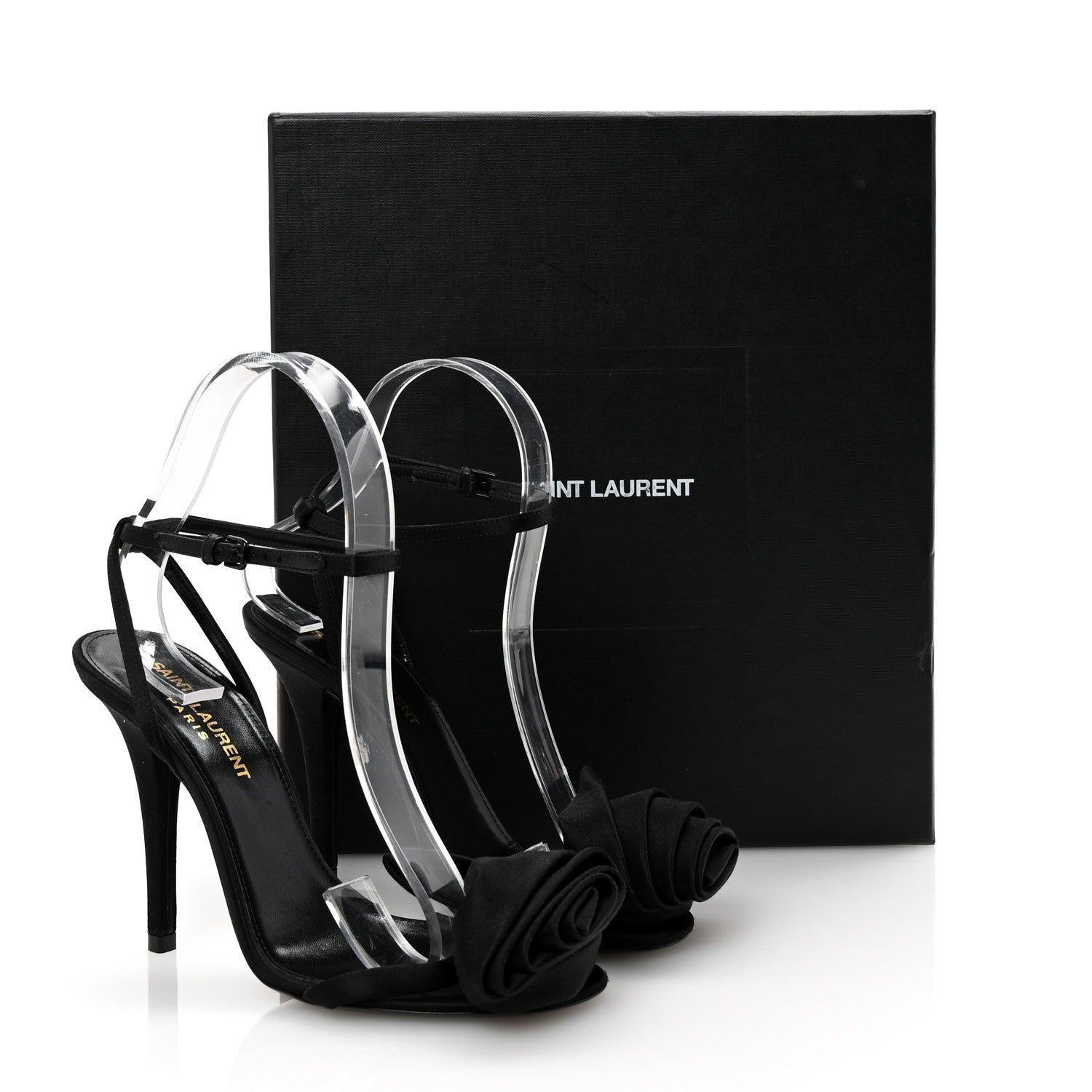 Saint Laurent Satin Ivy 100 Ankle Strap Sandals 36 Black 9 of 9