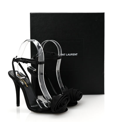 Saint Laurent Satin Ivy 100 Ankle Strap Sandals 36 Black 9 of 9