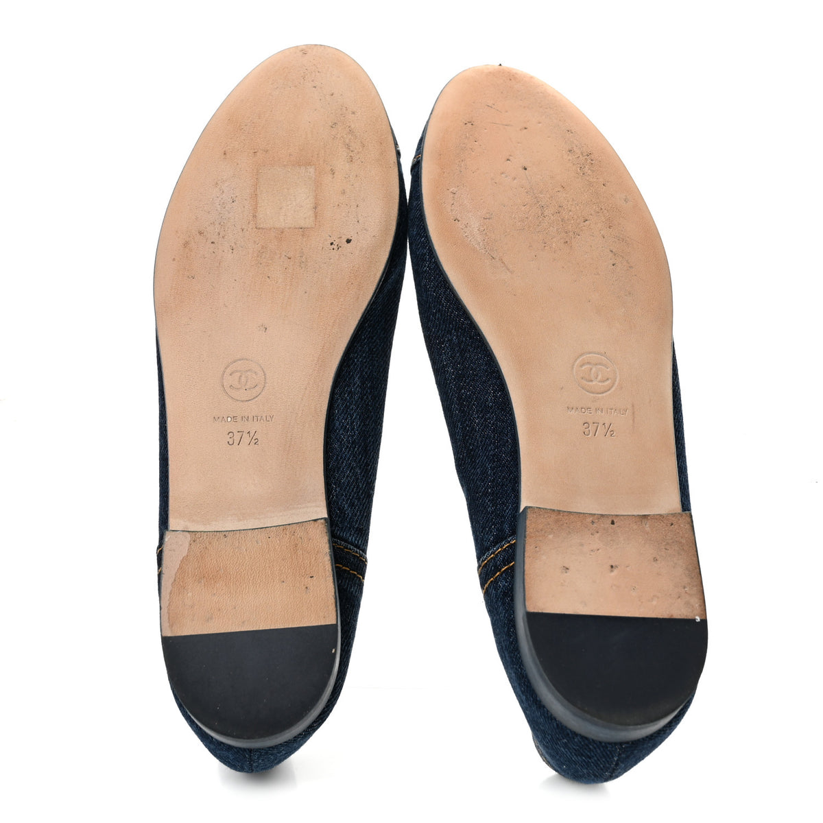 Denim CC Cap Toe Ballerina Flats 37.5 Navy Blue