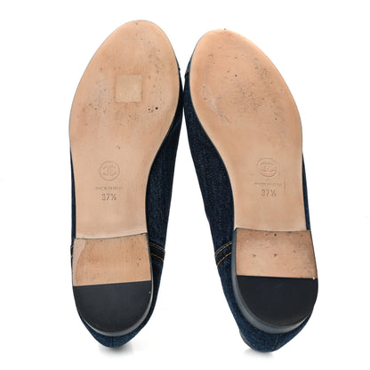 Chanel Denim CC Cap Toe Ballerina Flats 37.5 Navy Blue 6 of 9
