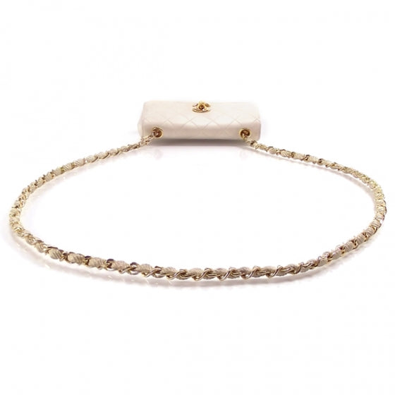 Satin Quilted Mini Flap Ivory