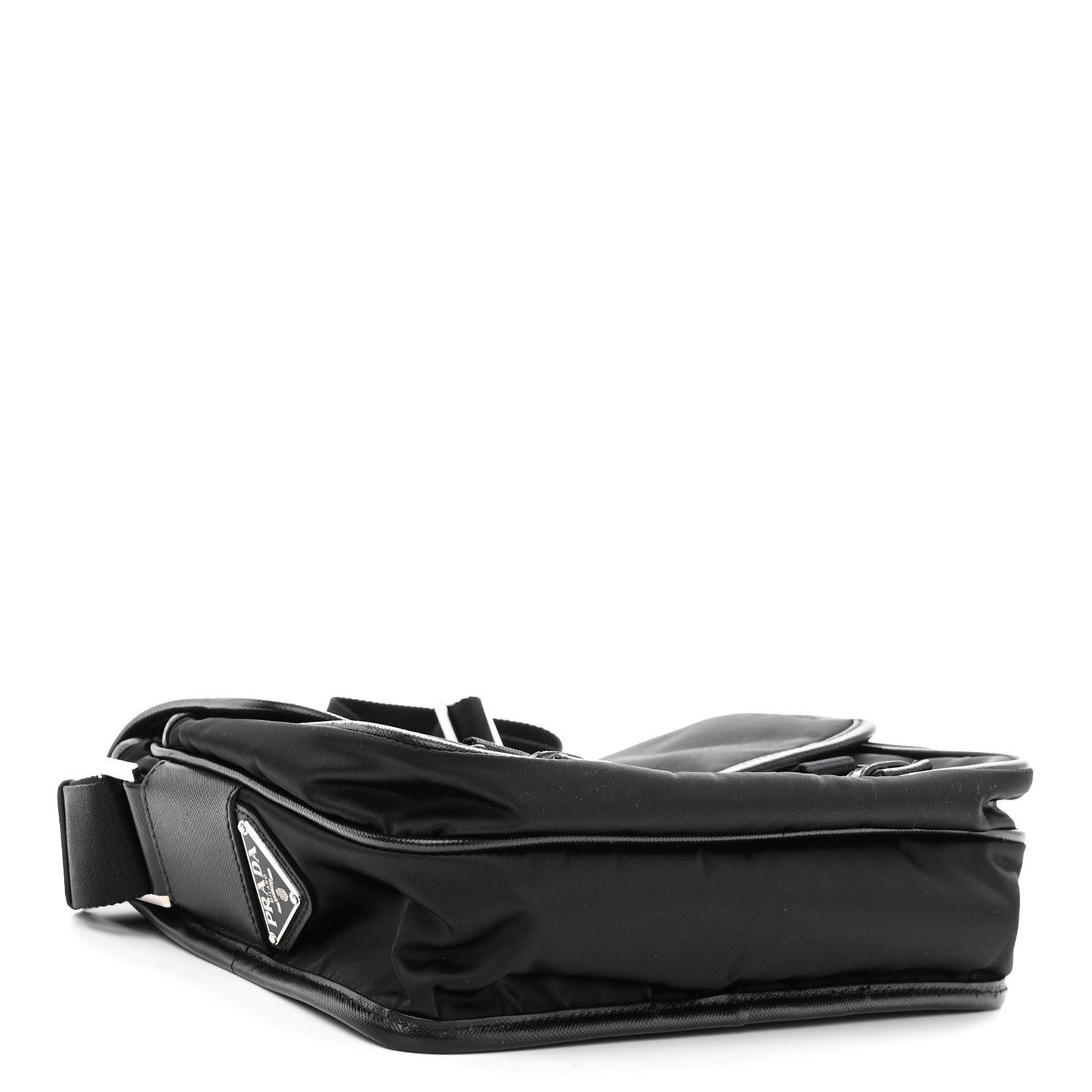 Tessuto Nylon Saffiano Logo Messenger Bag Black
