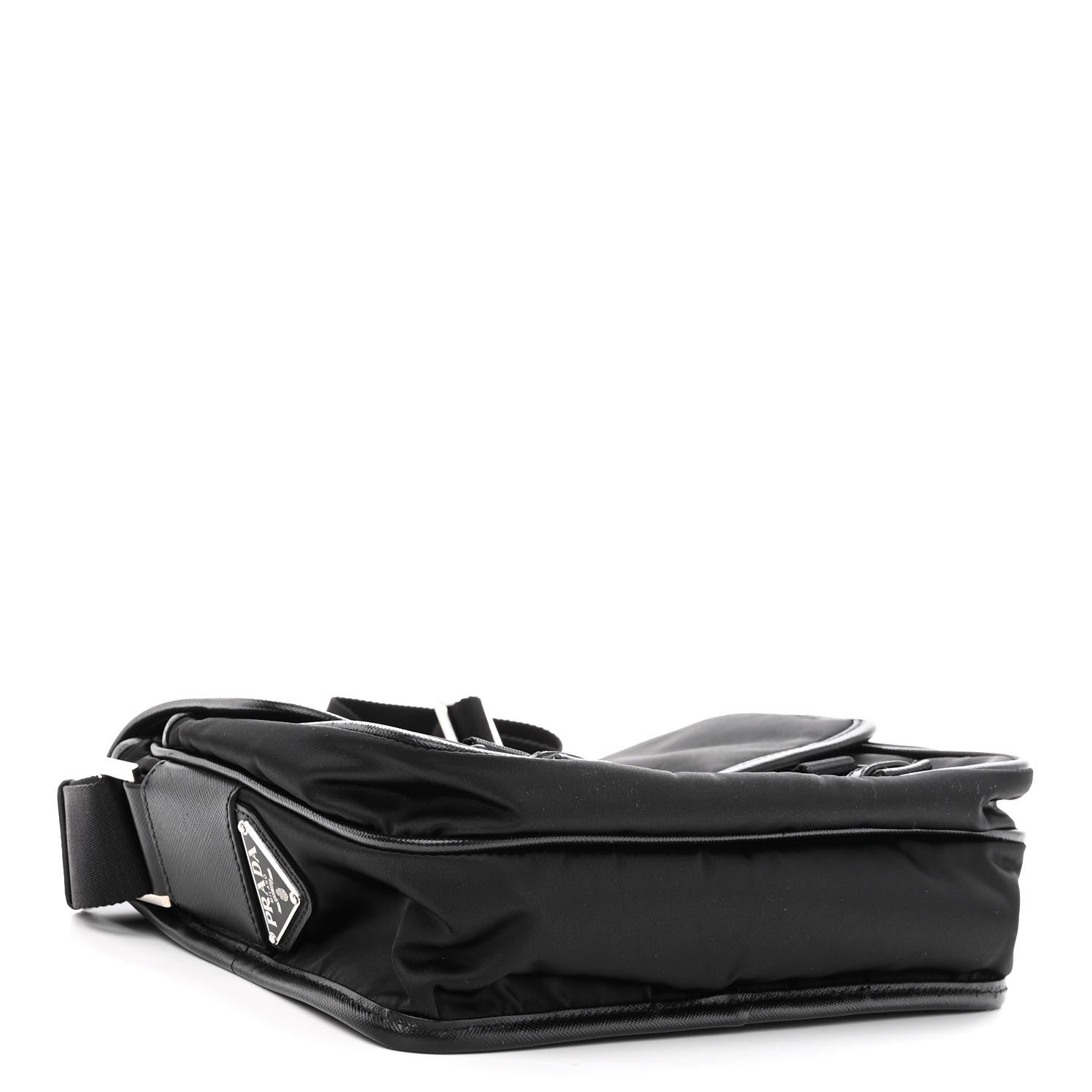 Prada Tessuto Nylon Saffiano Logo Messenger Bag Black 3 of 9