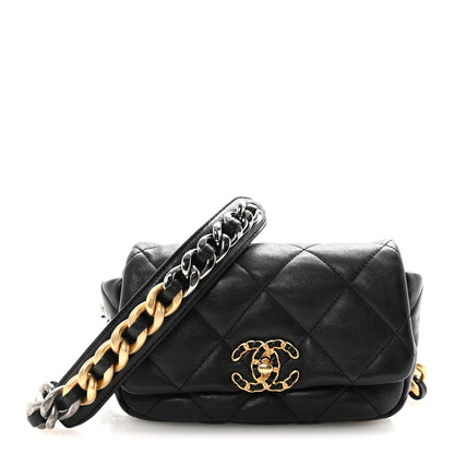Chanel Goatskin Quilted Chanel 19 Waist Bag Black 1 of 10