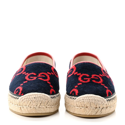 Gucci Terry Cloth GG Monogram Espadrilles 37 Blue Red 2 of 8