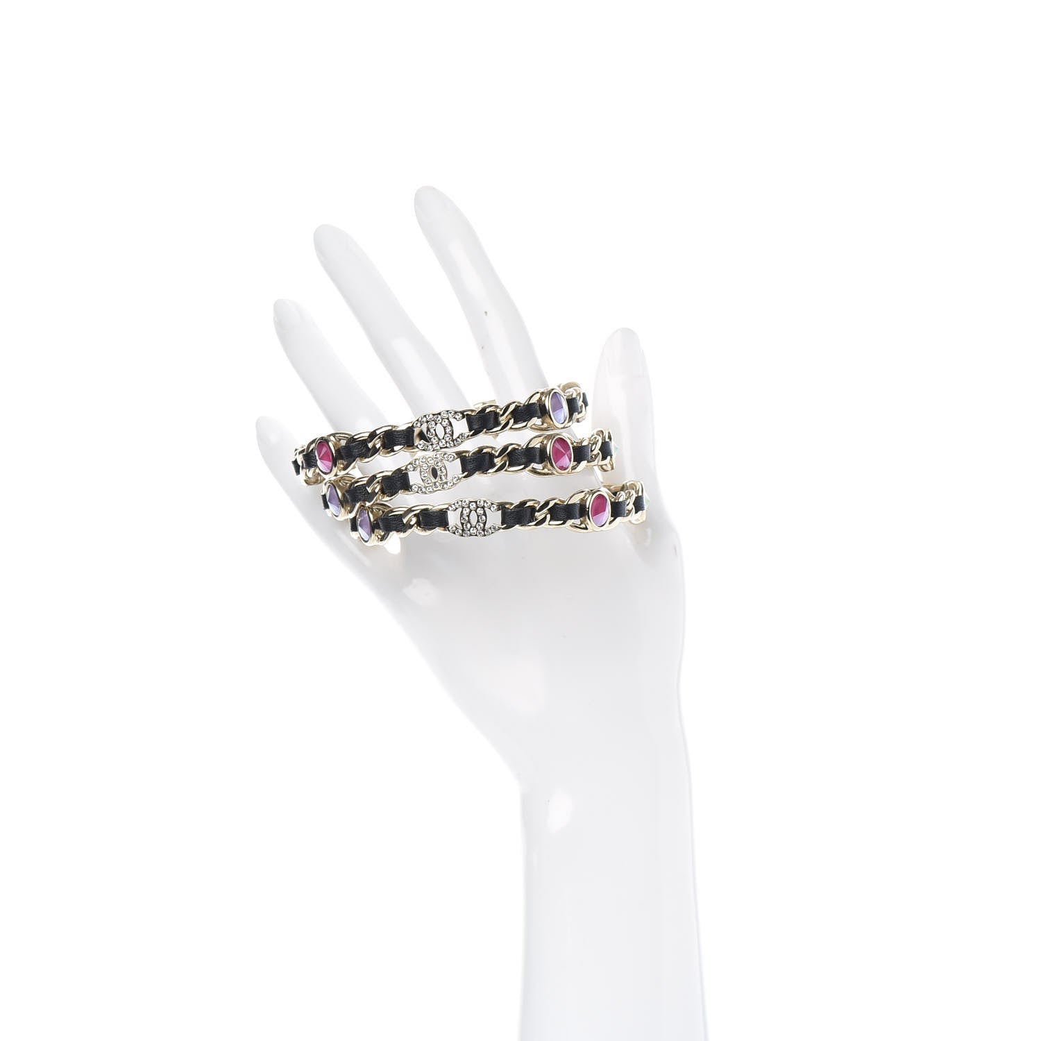 Chanel Lambskin Chain CC Bangle Bracelets Set of 3 Multicolor 2 of 5