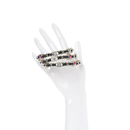 Chanel Lambskin Chain CC Bangle Bracelets Set of 3 Multicolor 2 of 5