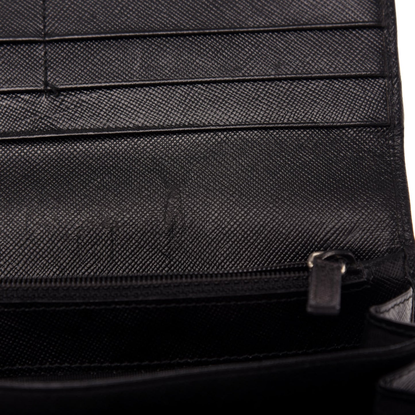 Saffiano Triangle Continental Flap Wallet Black