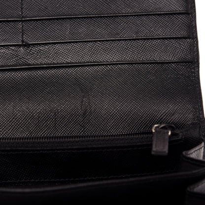 Prada Saffiano Triangle Continental Flap Wallet Black 9 of 10