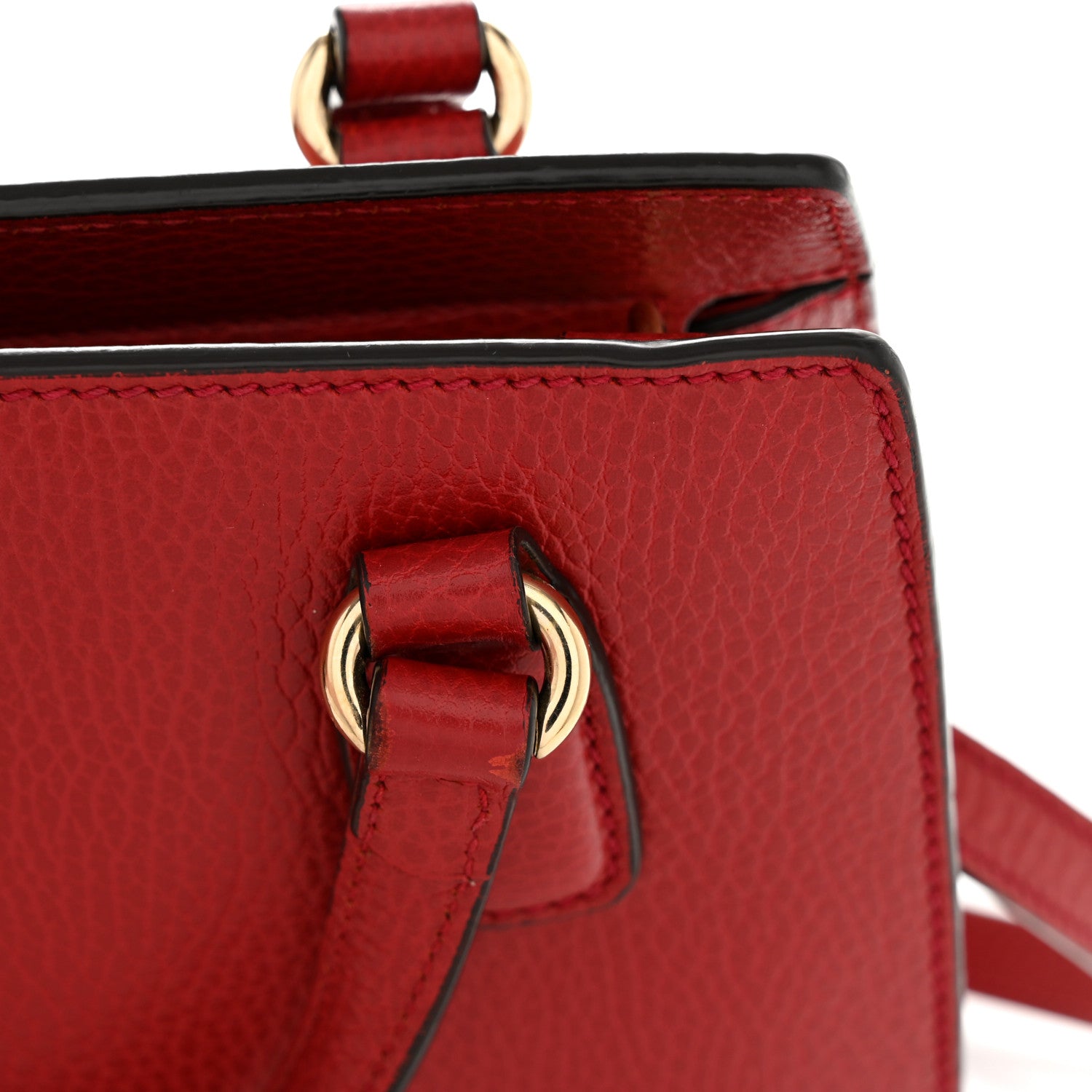 Gucci Dollar Calfskin Medium Soho Top Handle Satchel Hibiscus Red 14 of 16