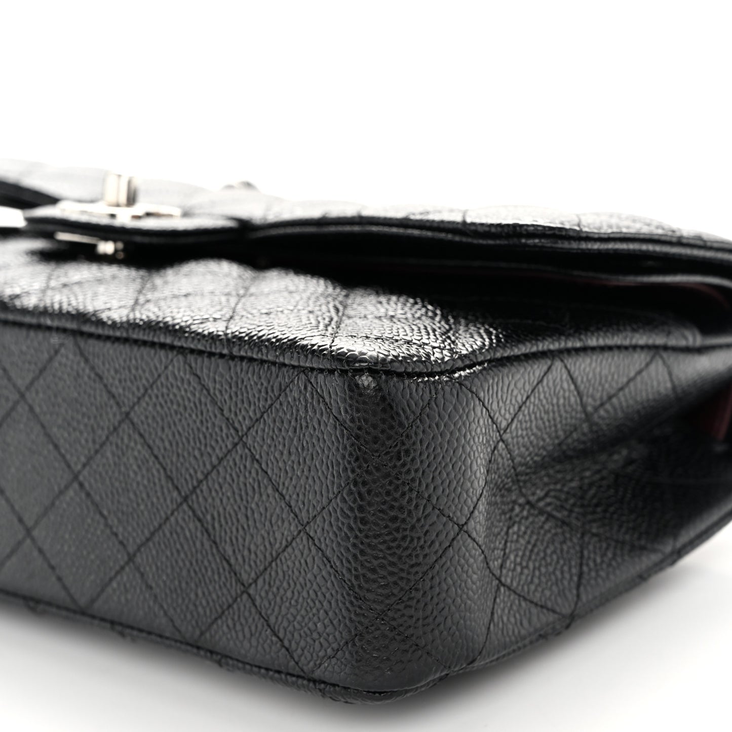 Caviar Quilted Medium Double Flap Black