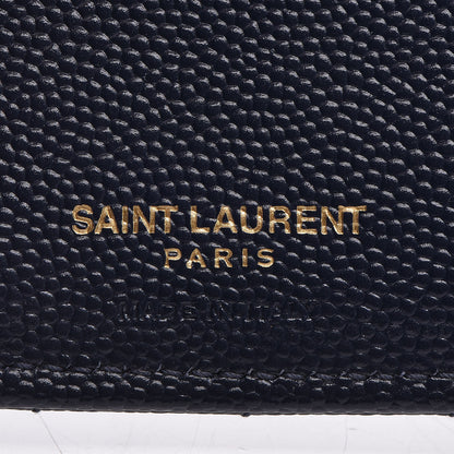 Saint Laurent Grain De Poudre Matelasse Chevron Monogram Zipped Card Case Navy 7 of 10
