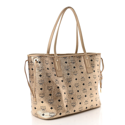 MCM Metallic Visetos Medium Liz Reversible Shopper Tote Gold 2 of 14