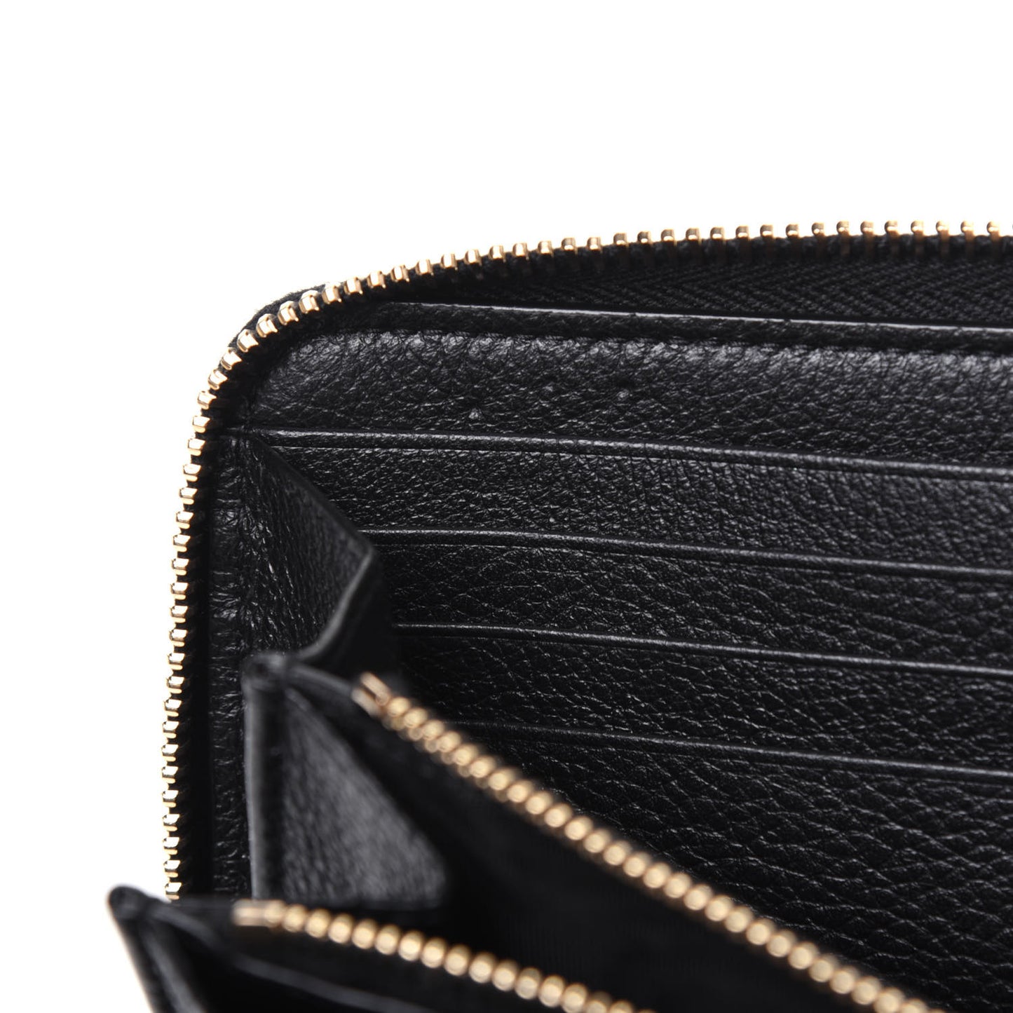 Grained Calfskin Zip Around Wallet Black