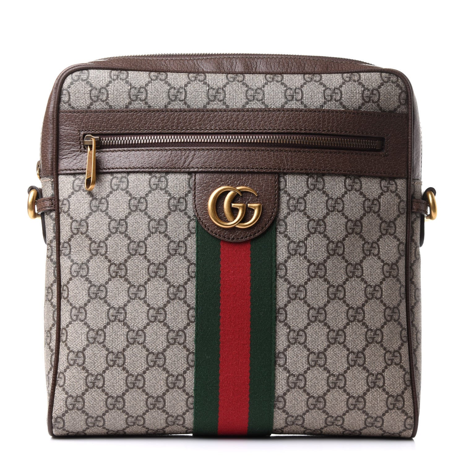 Gucci GG Supreme Monogram Web Medium Ophidia Messenger Bag Brown 1 of 10