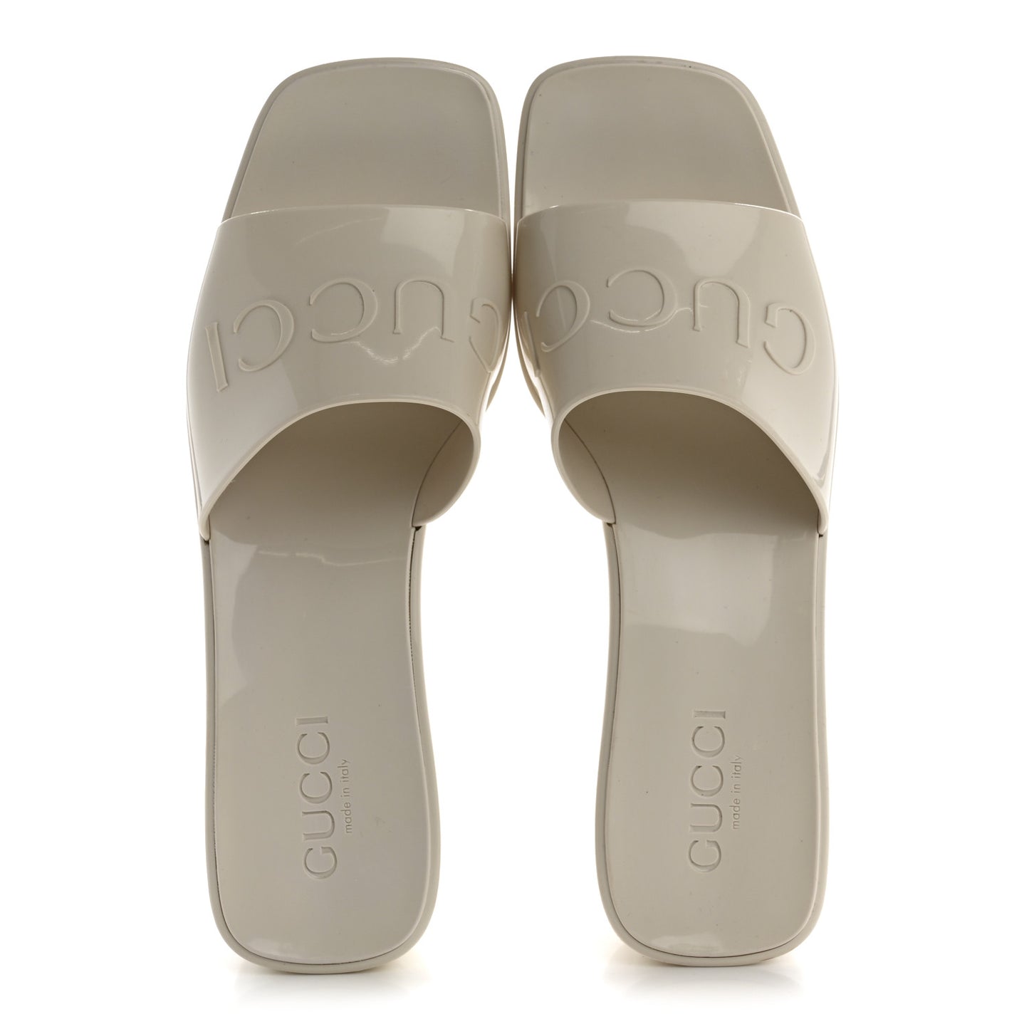 Rubber Gucci Logo Womens Platform 20/60mm Slide Sandals 38 Mystic White