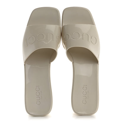 Gucci Rubber Gucci Logo Womens Platform 20/60mm Slide Sandals 38 Mystic White 5 of 9