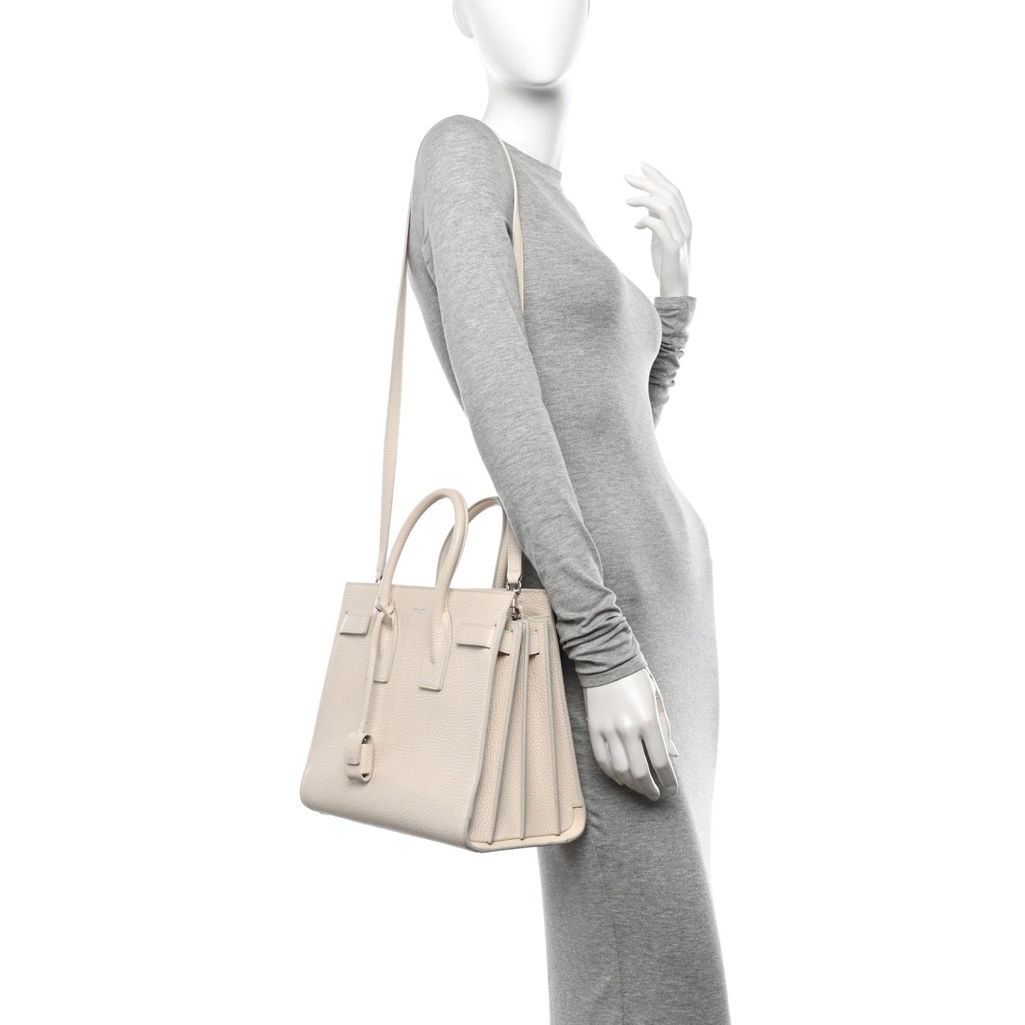 Grained Calfskin Small Sac De Jour Dove White