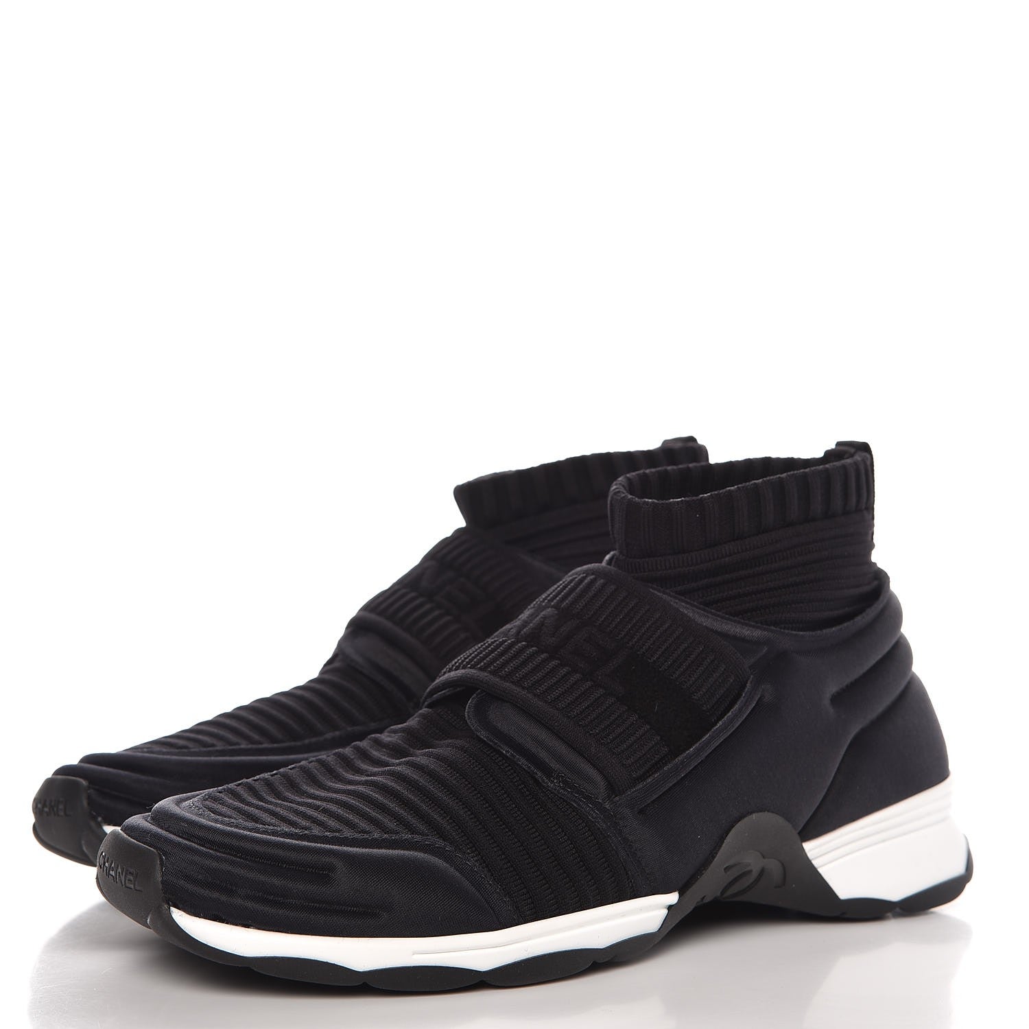 Chanel Stretch Fabric CC Sneakers 38 Black 3 of 8
