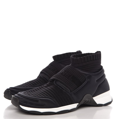Chanel Stretch Fabric CC Sneakers 38 Black 3 of 8