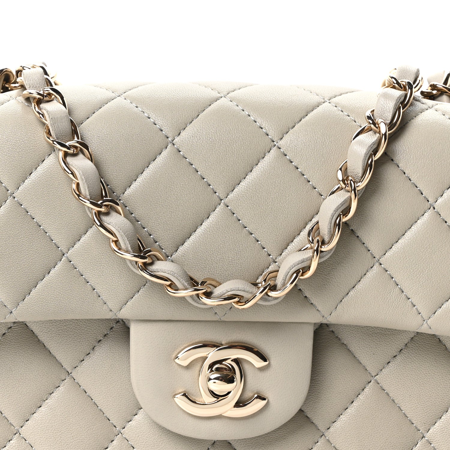 Chanel Lambskin Quilted Mini Rectangular Flap Grey 8 of 11