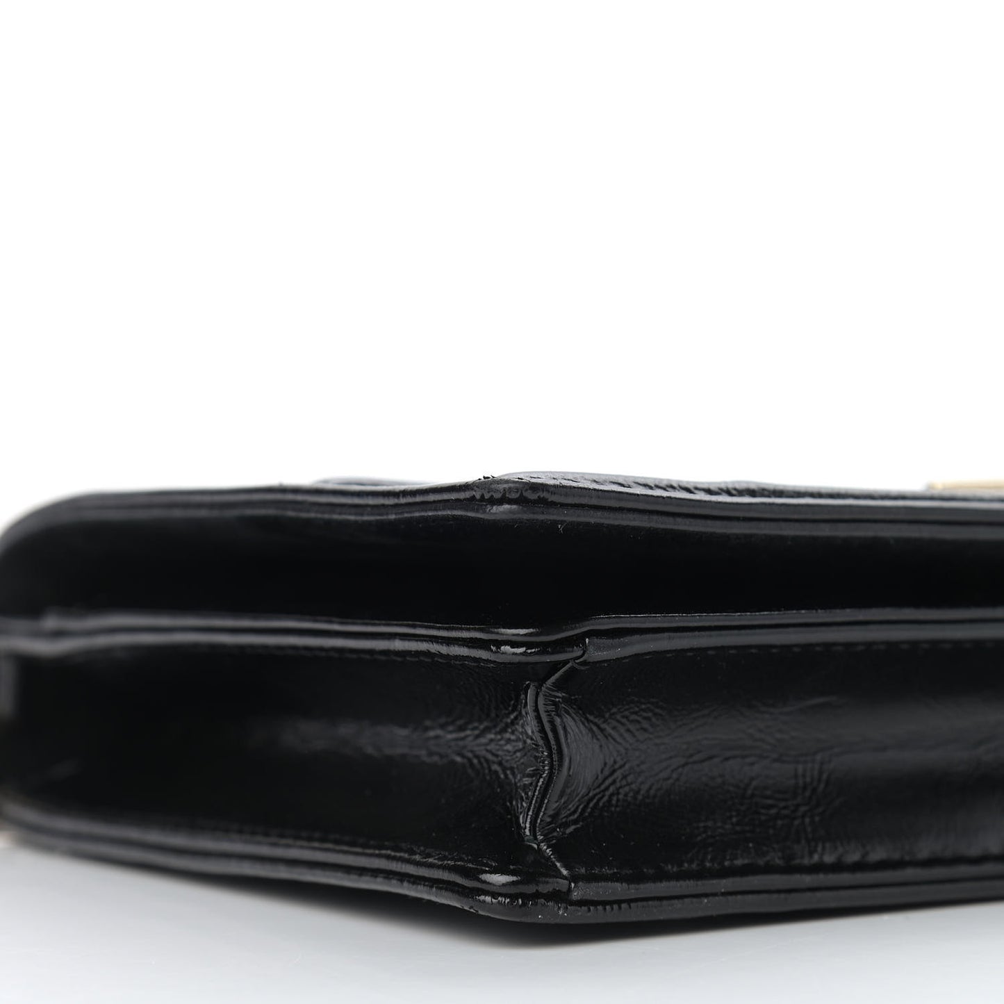 Crinkled Calfskin Diorama Wallet on Chain Pouch Black