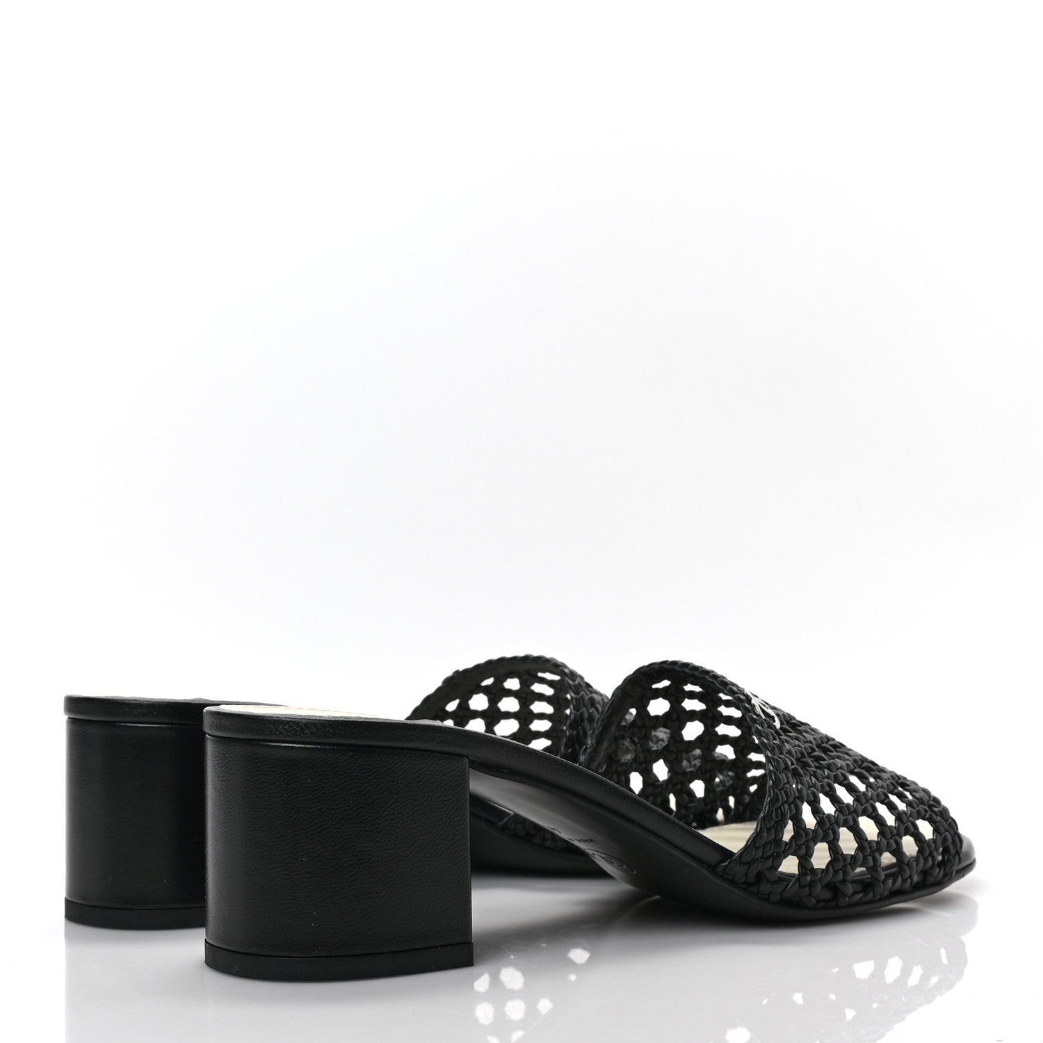 Chanel Shiny Braided Goatskin Mule Sandals 40 Black 4 of 8