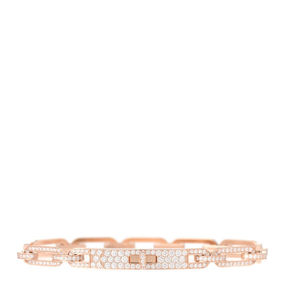 Hermes 18K Rose Gold Diamond Full Pave PM Kelly Chaine Bracelet ST 1 of 5