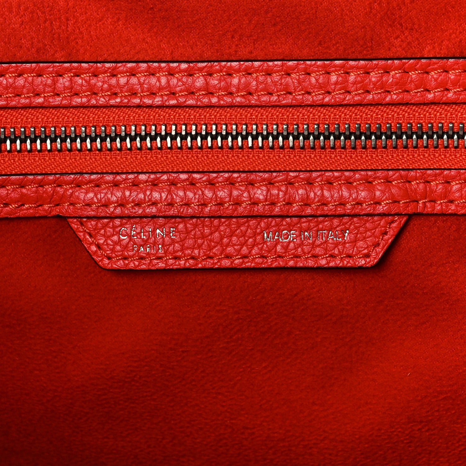 Celine Drummed Calfskin Mini Luggage Vermillion 5 of 10