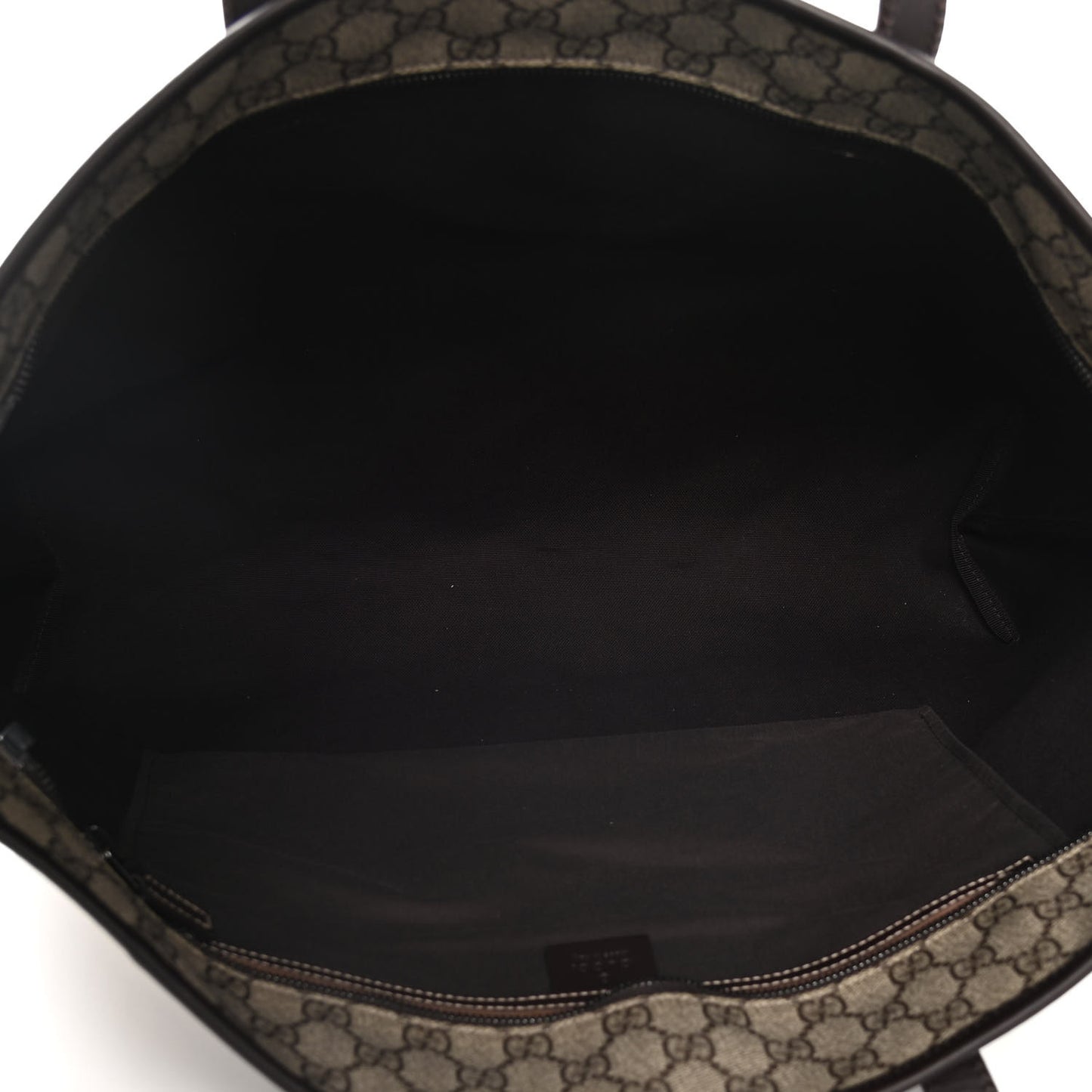 GG Supreme Monogram Large Zippered Shopping Tote Brown