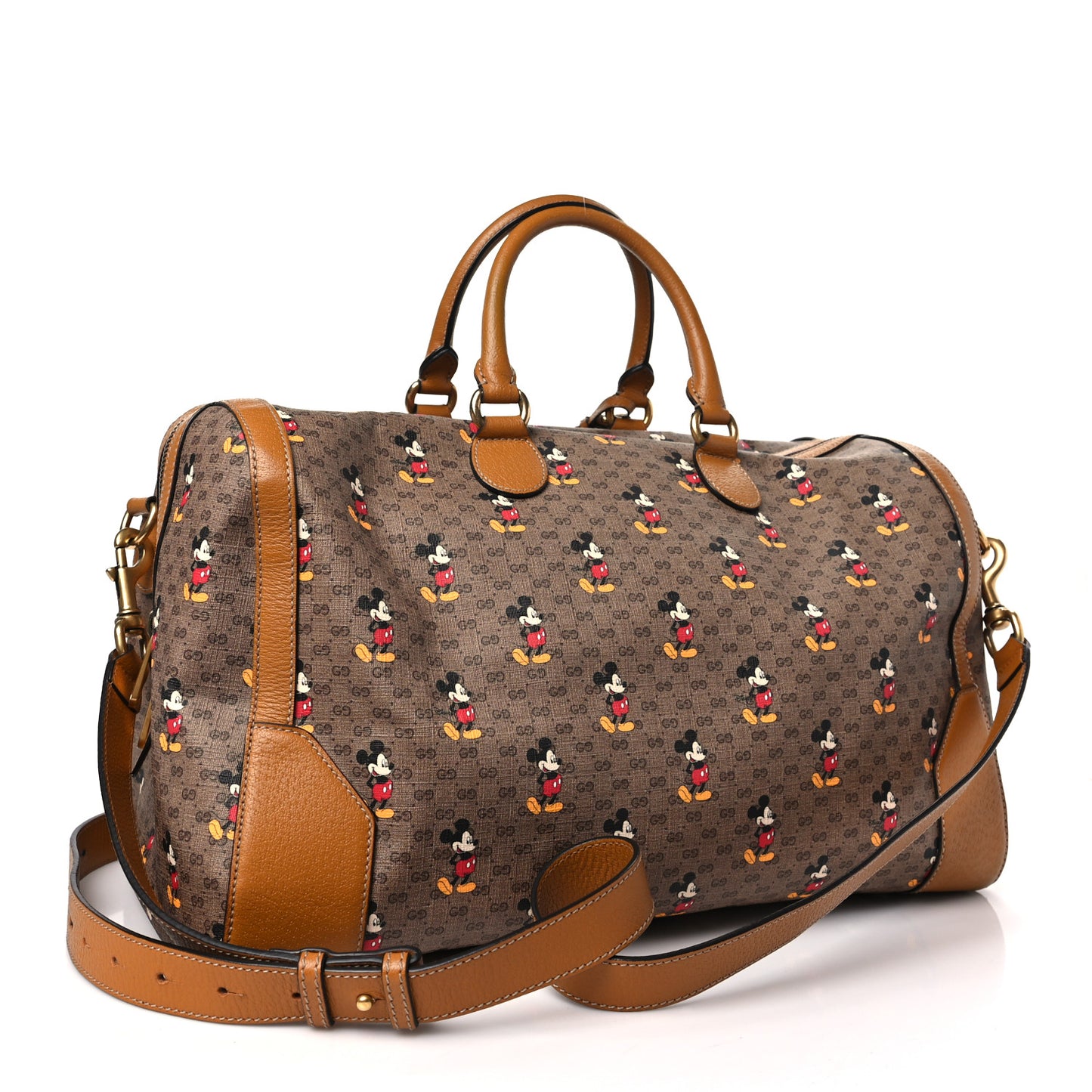 X DISNEY Mini Vintage GG Supreme Monogram Mickey Mouse Medium Carry-On Duffle Bag Beige Vintage Sun Oil