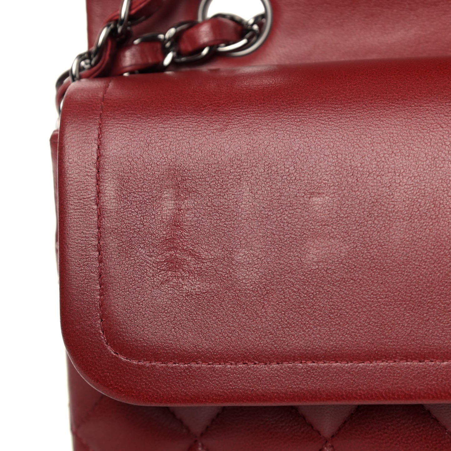 Lambskin Quilted Medium Double Flap Red