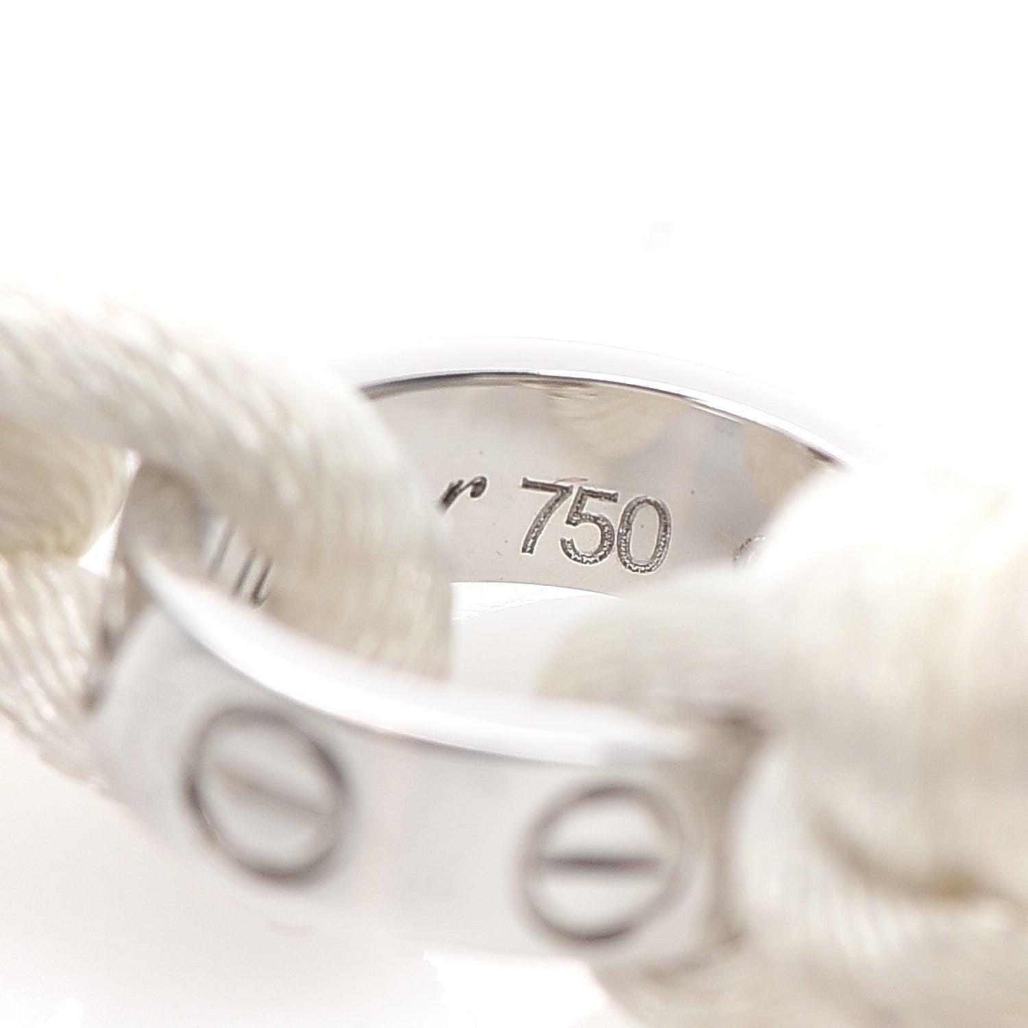 Cartier 18K White Gold Charity LOVE Adjustable Cord Bracelet White 5 of 7
