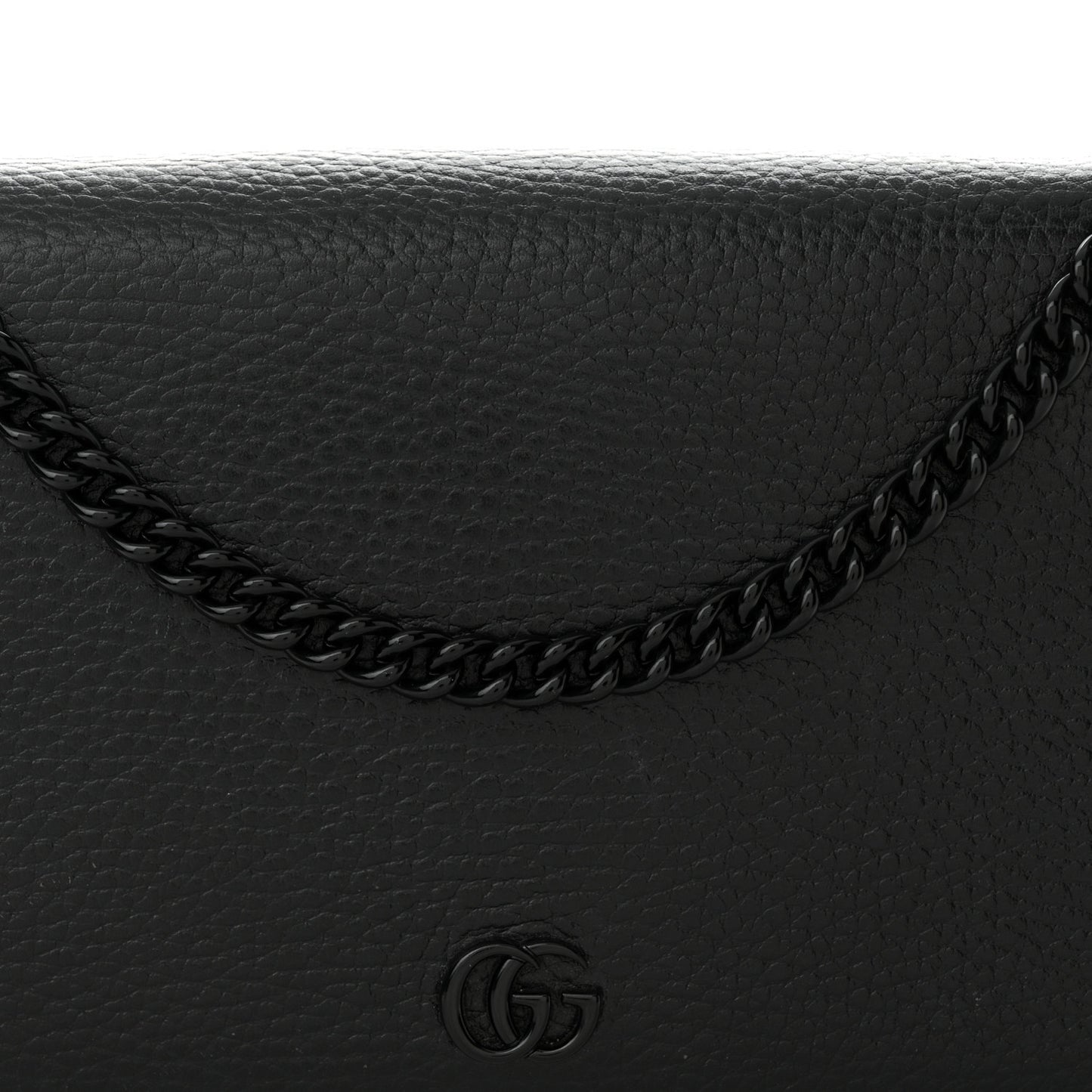 Dollar Calfskin Enamel Monochrome Mini GG Marmont Chain Wallet Black