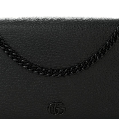 Gucci Dollar Calfskin Enamel Monochrome Mini GG Marmont Chain Wallet Black 7 of 11