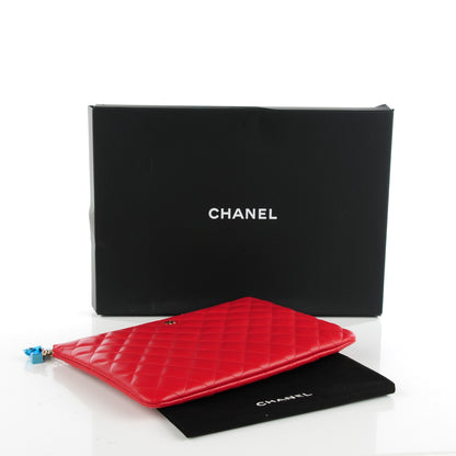 Chanel Lambskin Quilted Medium Casino Beauty CC Cosmetic Case Red 4 of 7