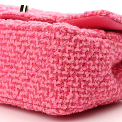 Chanel Wool Tweed Quilted Mini Rectangular Flap Dark Pink Fuchsia 10 of 11