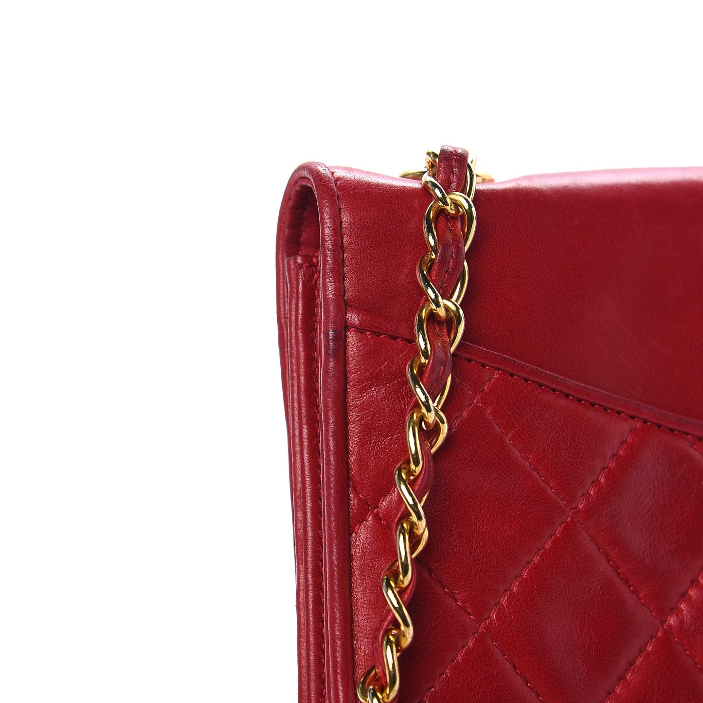 Lambskin Quilted CC Small Single Flap Red