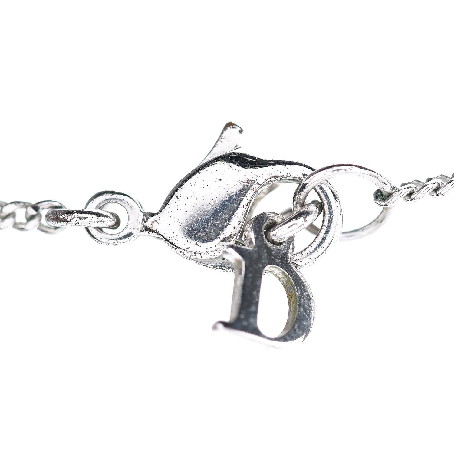 Christian Dior Crystal Teddy Bear Heart Necklace Pink Silver 5 of 5