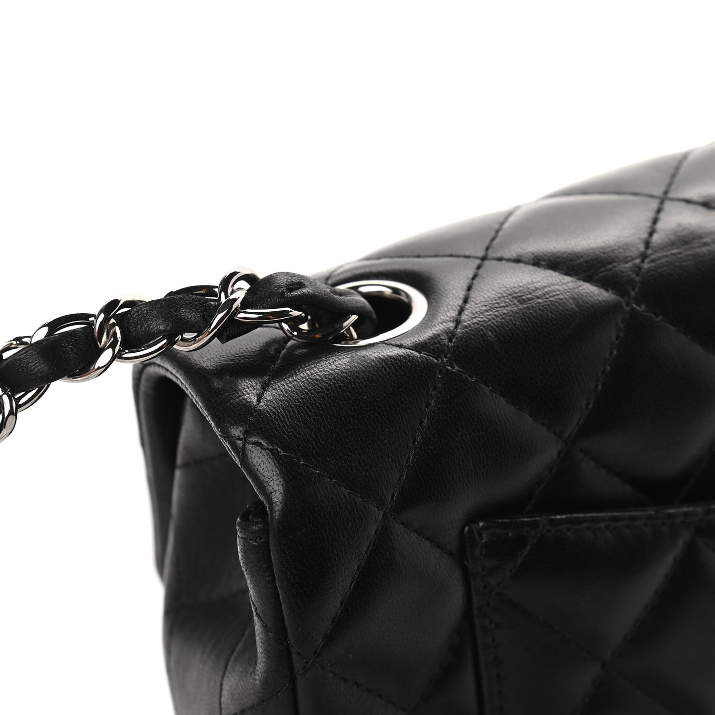 Lambskin Quilted Mini Rectangular Flap Black