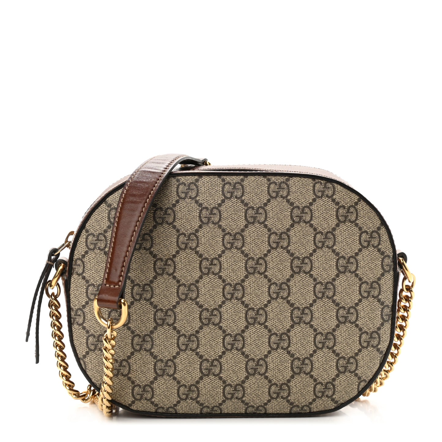 GG Supreme Monogram Cuoio Toscano Mini Chain Shoulder Bag Beige Ebony Cuir
