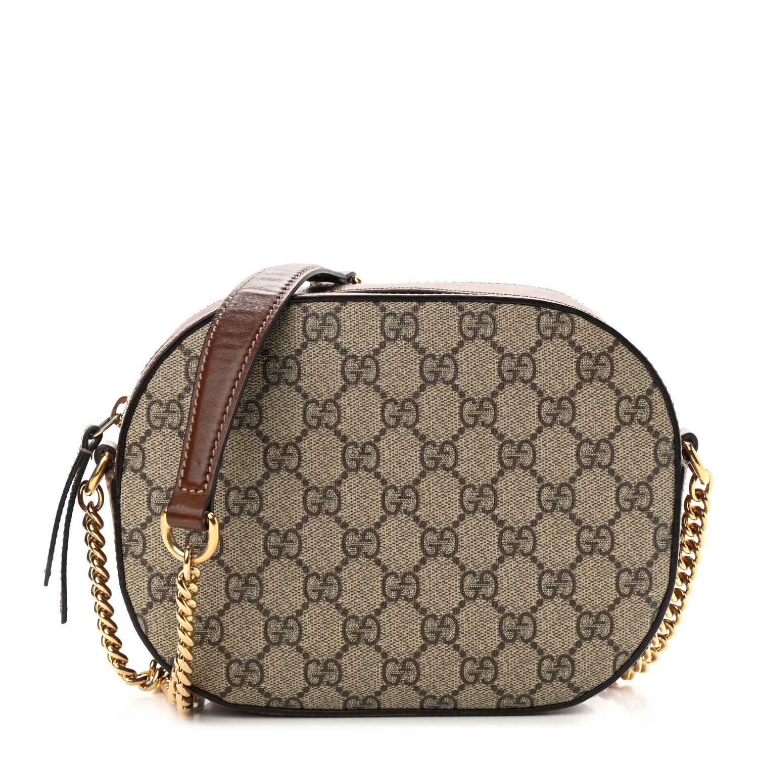 Gucci GG Supreme Monogram Cuoio Toscano Mini Chain Shoulder Bag Beige Ebony Cuir 1 of 14