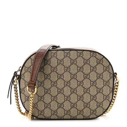 Gucci GG Supreme Monogram Cuoio Toscano Mini Chain Shoulder Bag Beige Ebony Cuir 1 of 14