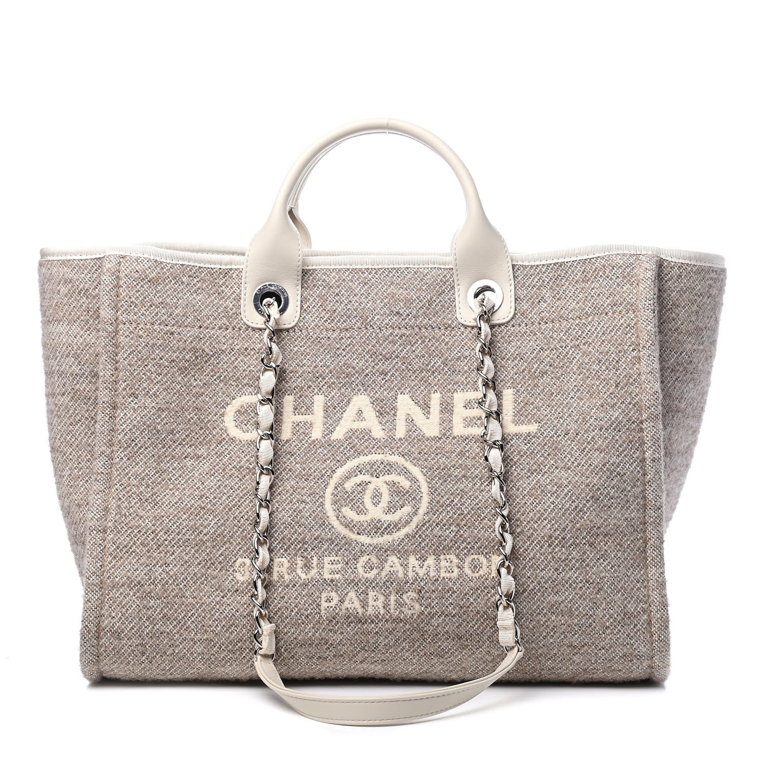 Chanel Mixed Fibers Calfskin Medium Deauville Tote Light Grey 1 of 6