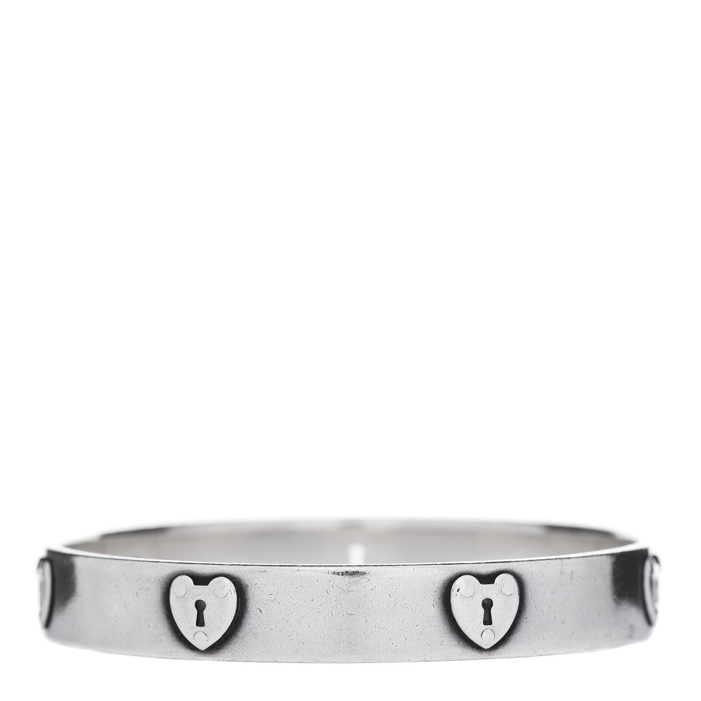 Sterling Silver Heart Locks Bangle Bracelet