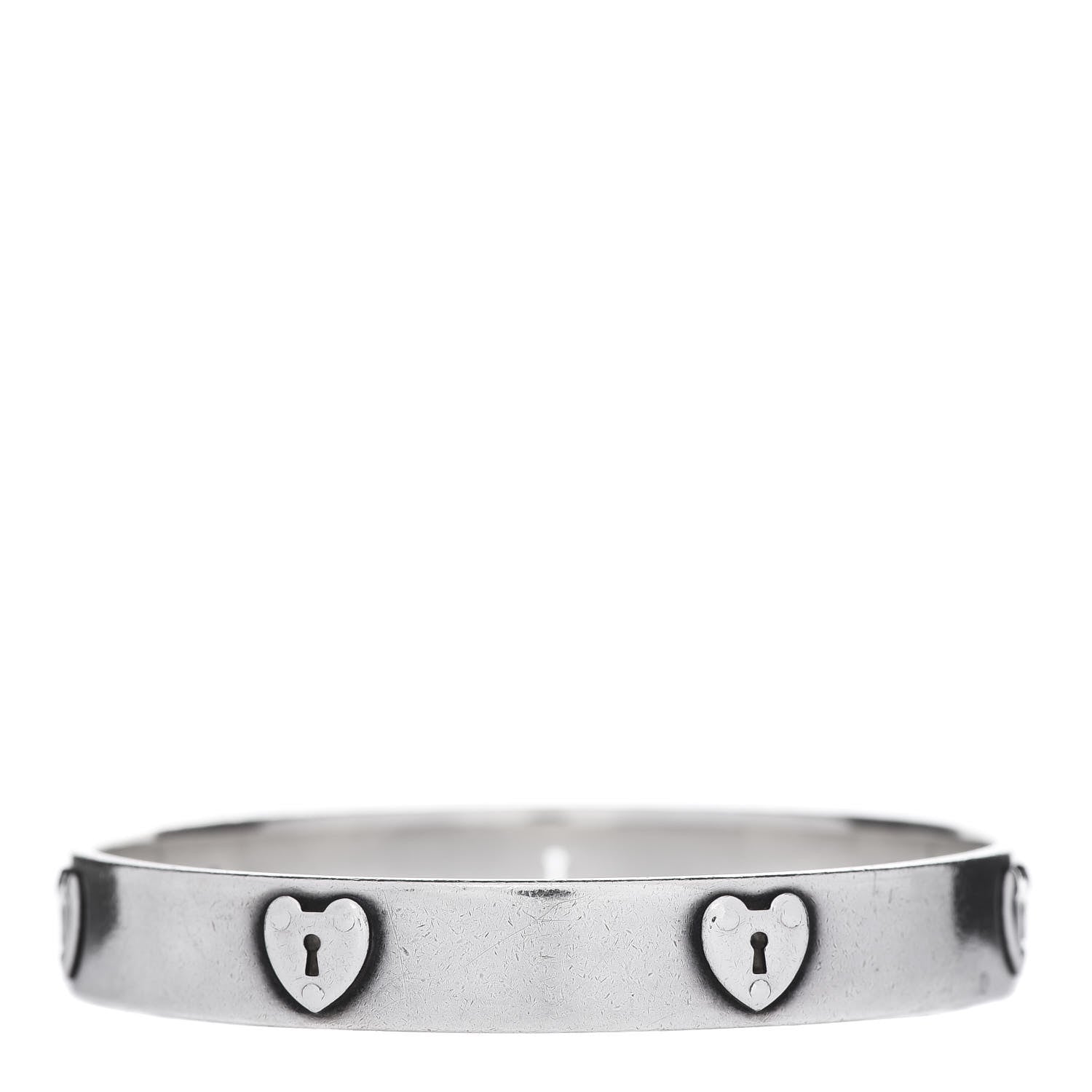 Tiffany Sterling Silver Heart Locks Bangle Bracelet 3 of 5