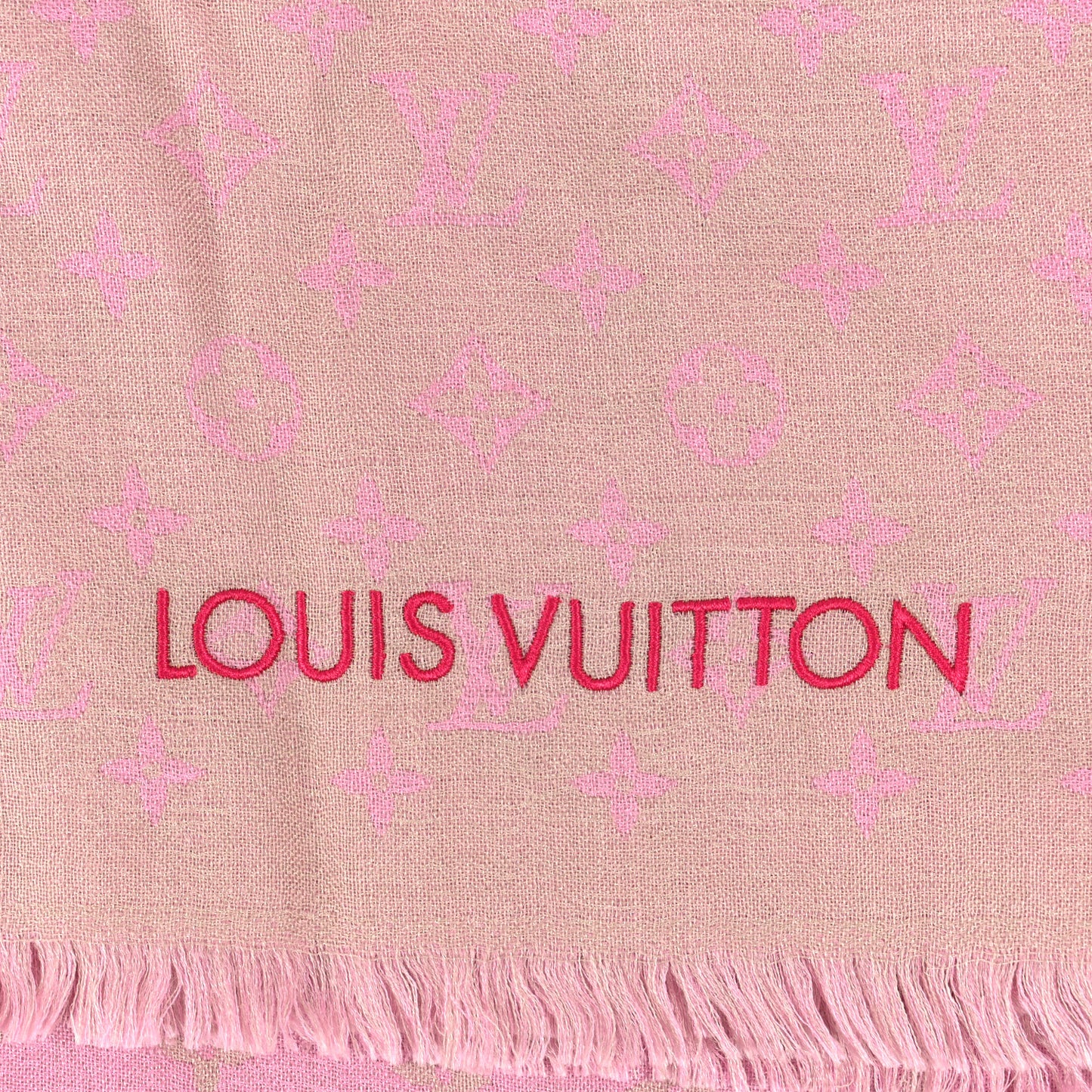 Silk Wool Monogram So LV Stole Blush