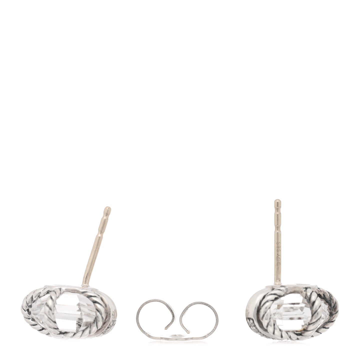 Sterling Silver Diamond Crystal 10mm Cable Wrap Earrings